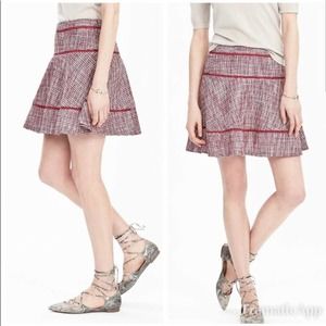 Banana Republic Pink Tiered Tweed Flared Skirt